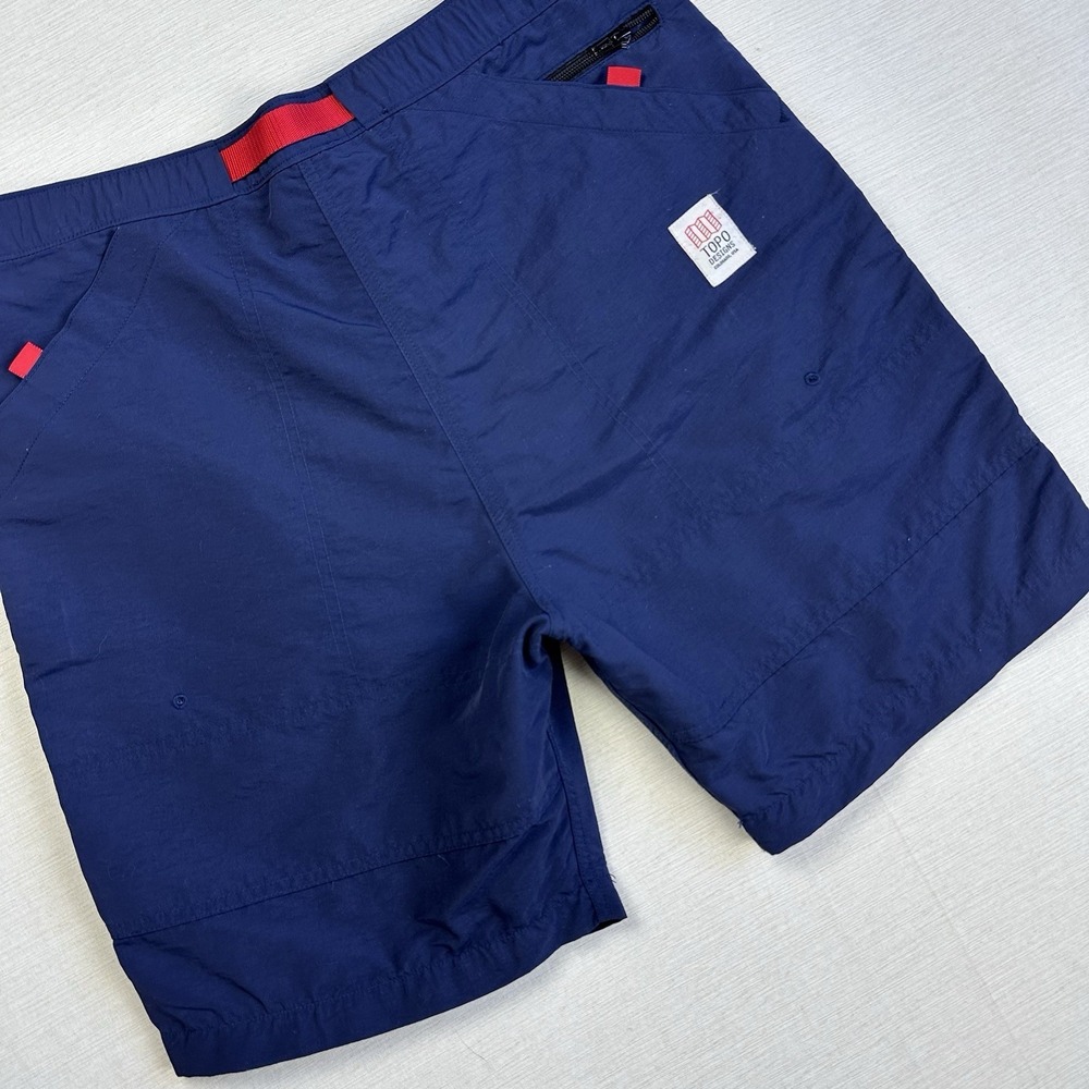 Topo Designs Mountain Shorts Belted Rip Stop Men L Blue Hiking Camping Huckberry - Picture 8 of 9